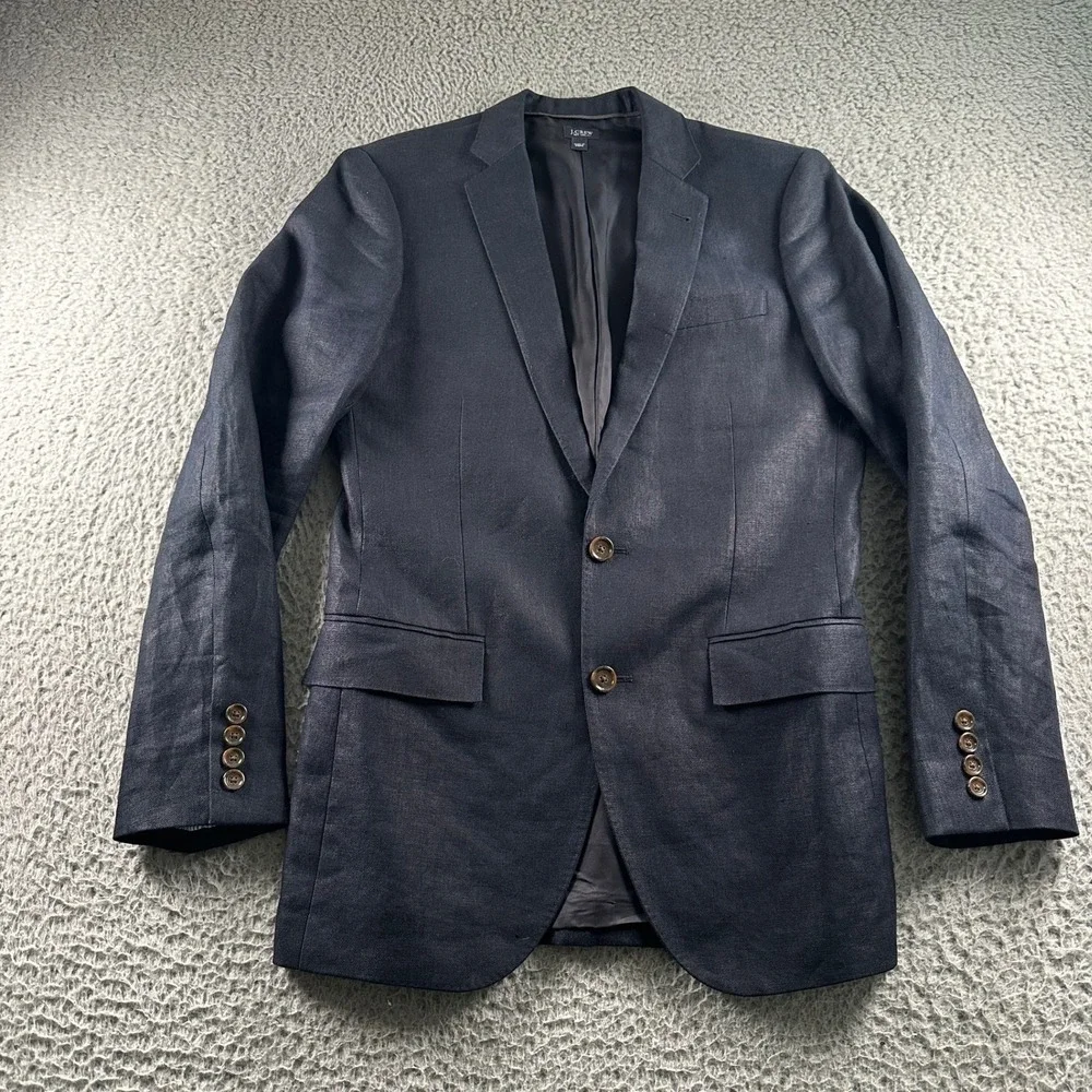 JCrew Ludlow Jacket Mens 36 Irish Linen Navy Two Button Sport‎ Coat Summer